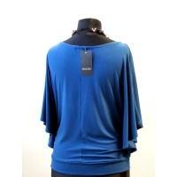 Bluzeczka Diana z pięknymi falbaniastymi rękawami - niebieski indygo